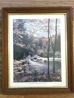 Picture In Dark Wood Frame Pub by Farm Journal 16" x 13" 'He Sendeth Springs In